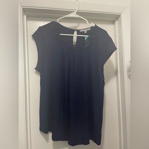 Daniel Rainn Blue Cap Sleeve Rounded Neckline Blouse